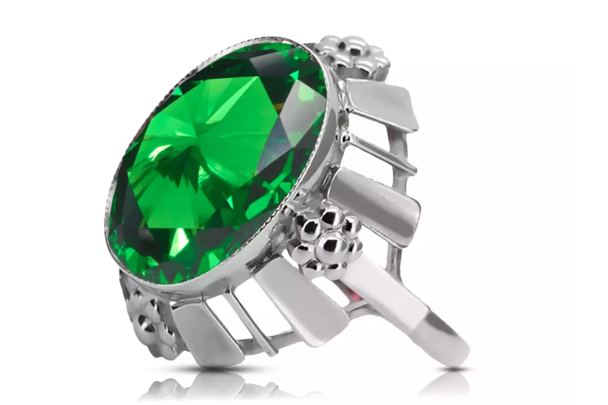 Ring Vintage Emerald Sterling silver 925 vrc043s Ring Vintage Emerald Sterling silver 925 vrc043s
